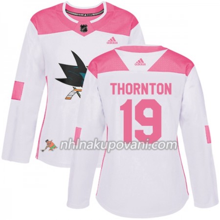 San Jose Sharks Dresy Joe Thornton 19 Bílá 2017-2018 Adidas Růžová Fashion Authentic - Dámské San Jose Sharks Dresy Joe Thornton 19 Bílá 2017-2018 Adidas Růžová Fashion Authentic - Dámské